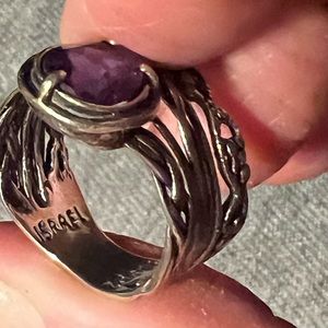 Or Paz sterling silver ring with pear shaped amethyst.